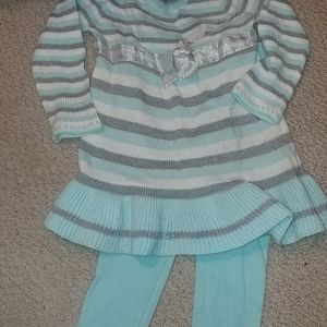 Girls silver sparkly sweater tunic set 4t